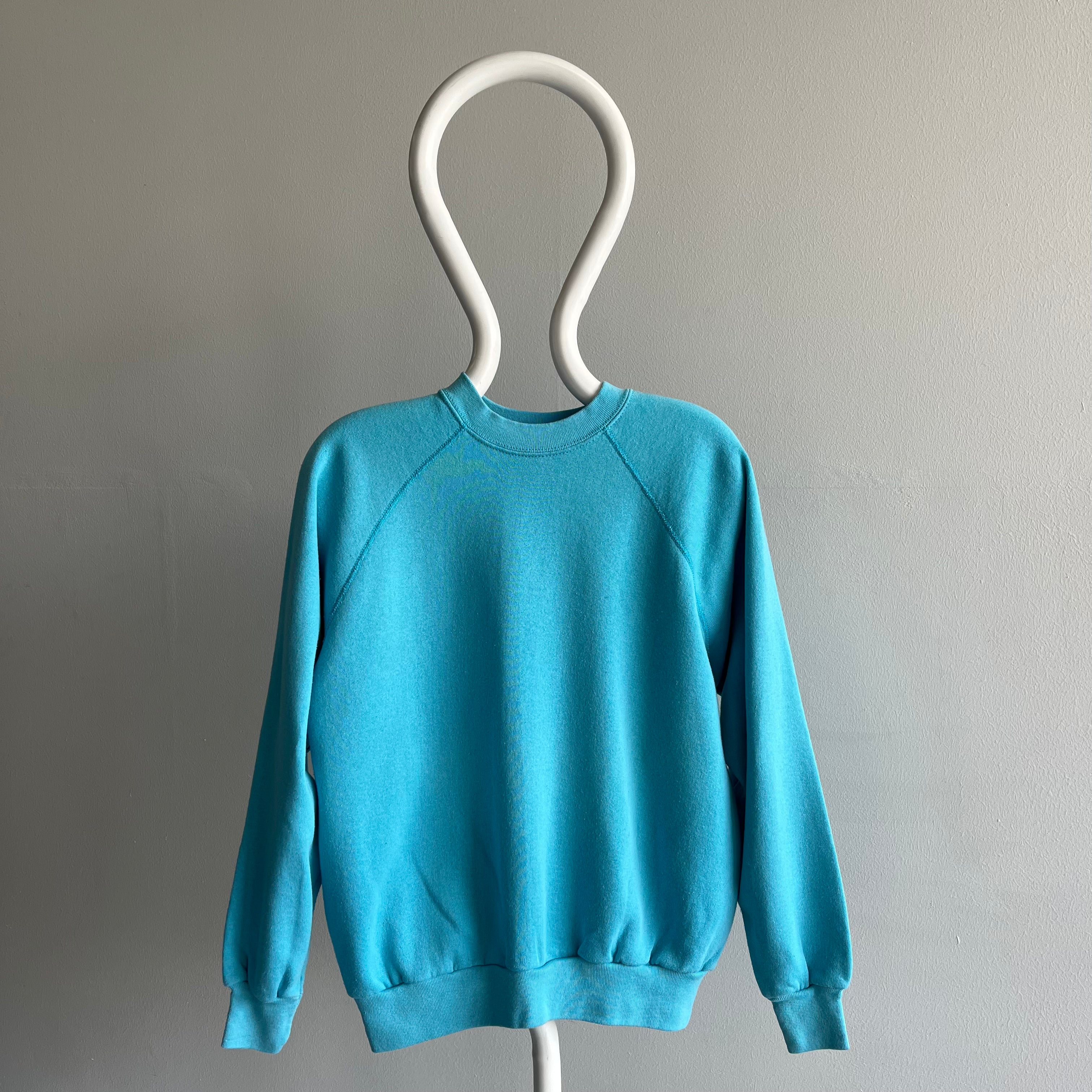 1980s Aqua Raglan Sweatshirt by Tultex