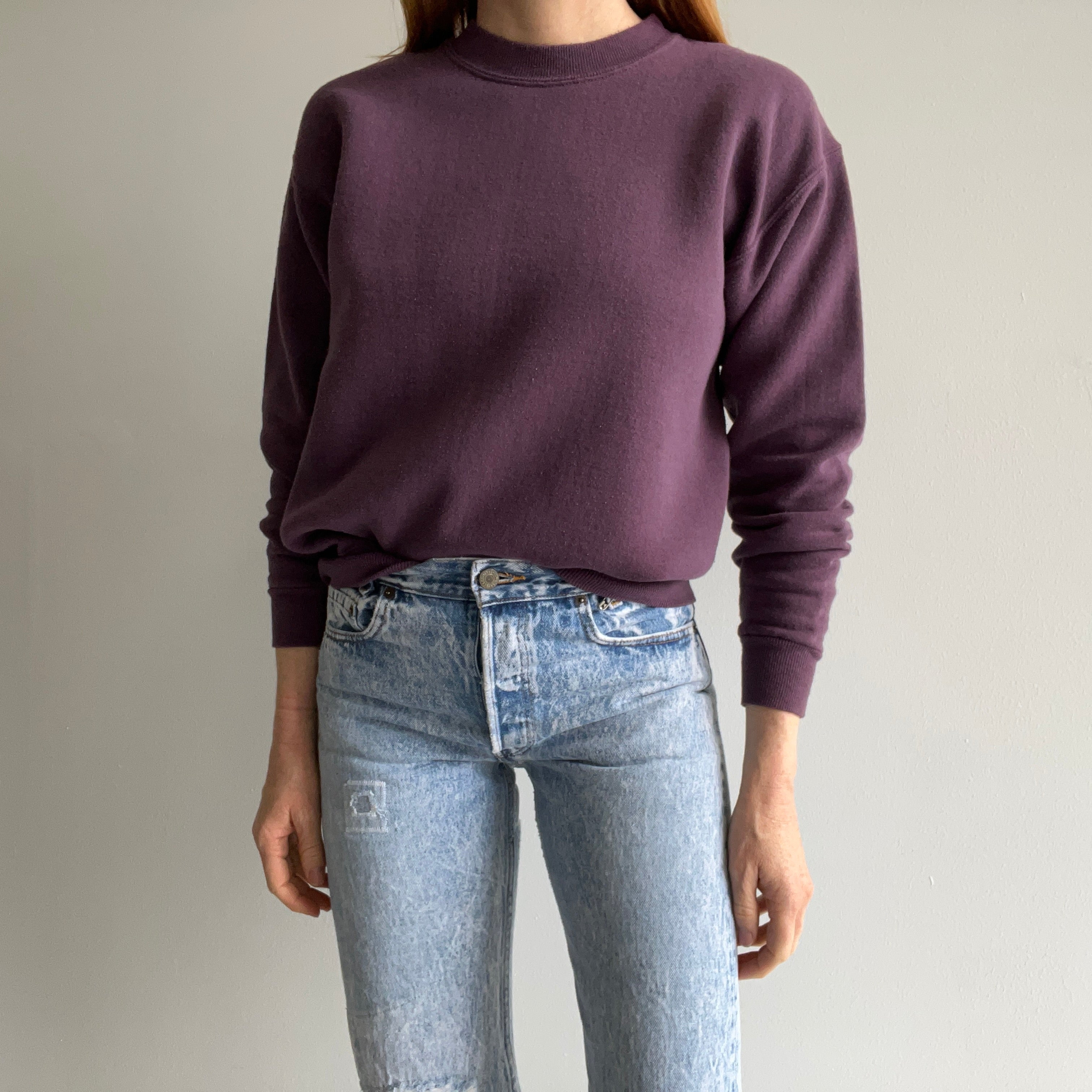 1980s Slimmer Fit Deep Lavender Purple Sweatshirt