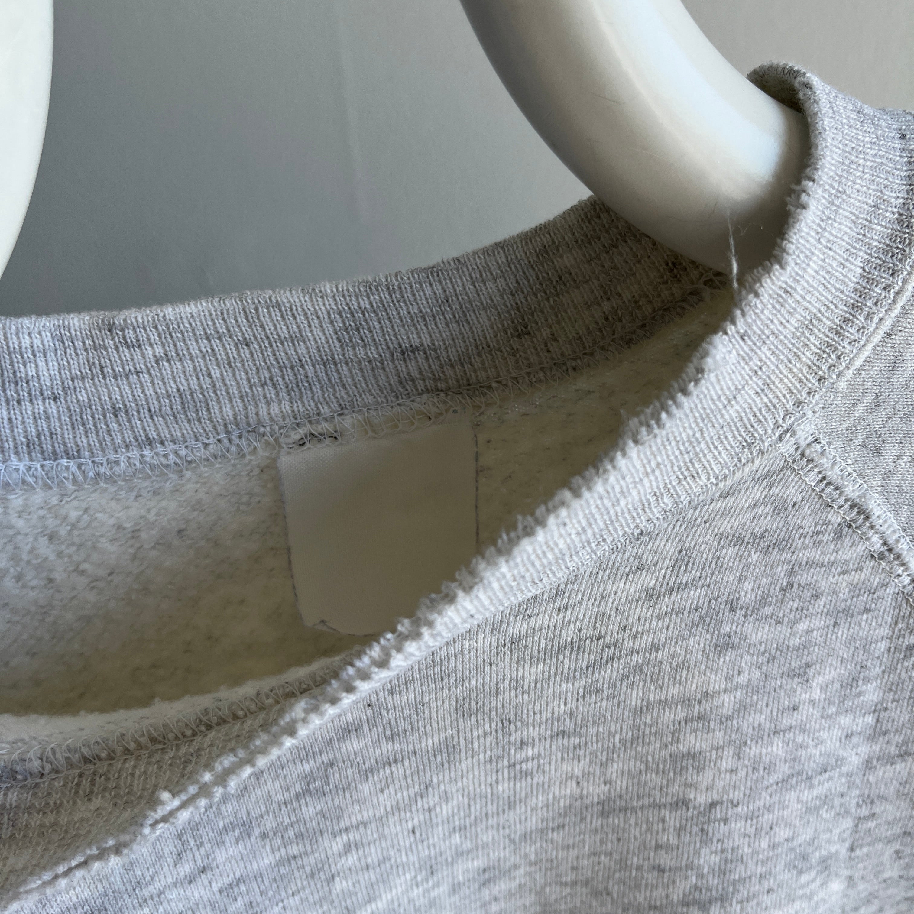 1980/90s Light Gray Medium Weight Structured Split Collar Sweatshirt