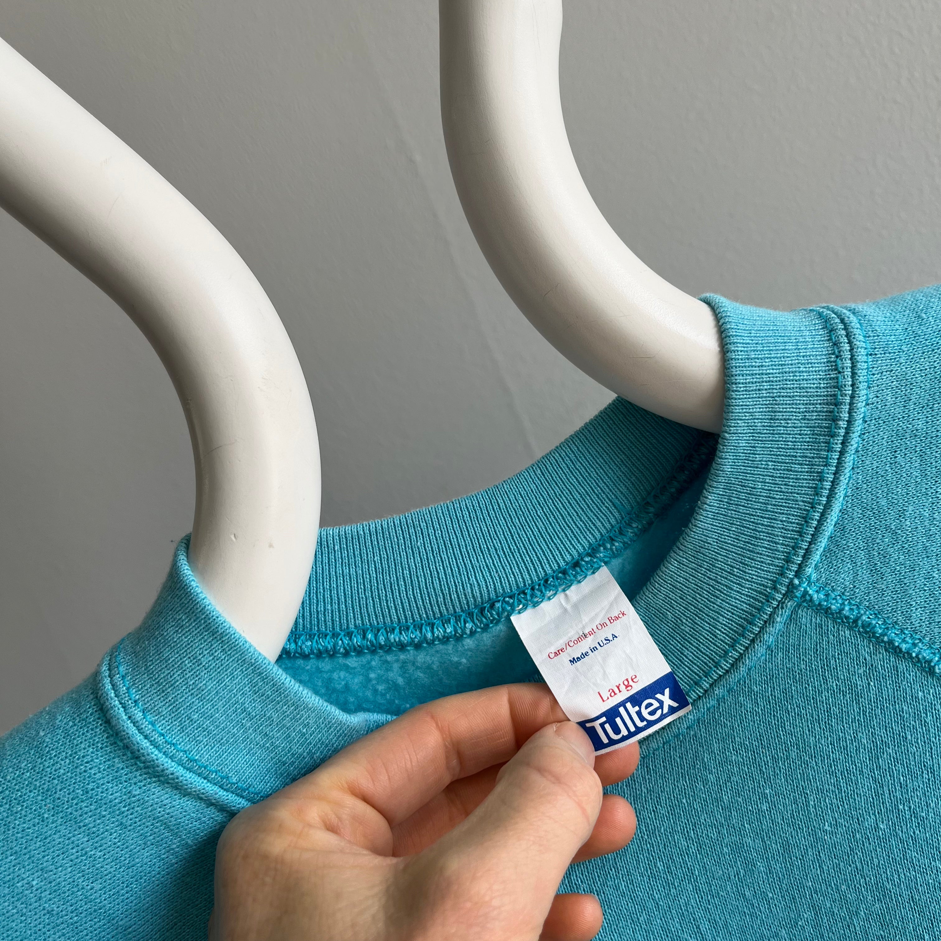 1980s Aqua Raglan Sweatshirt by Tultex