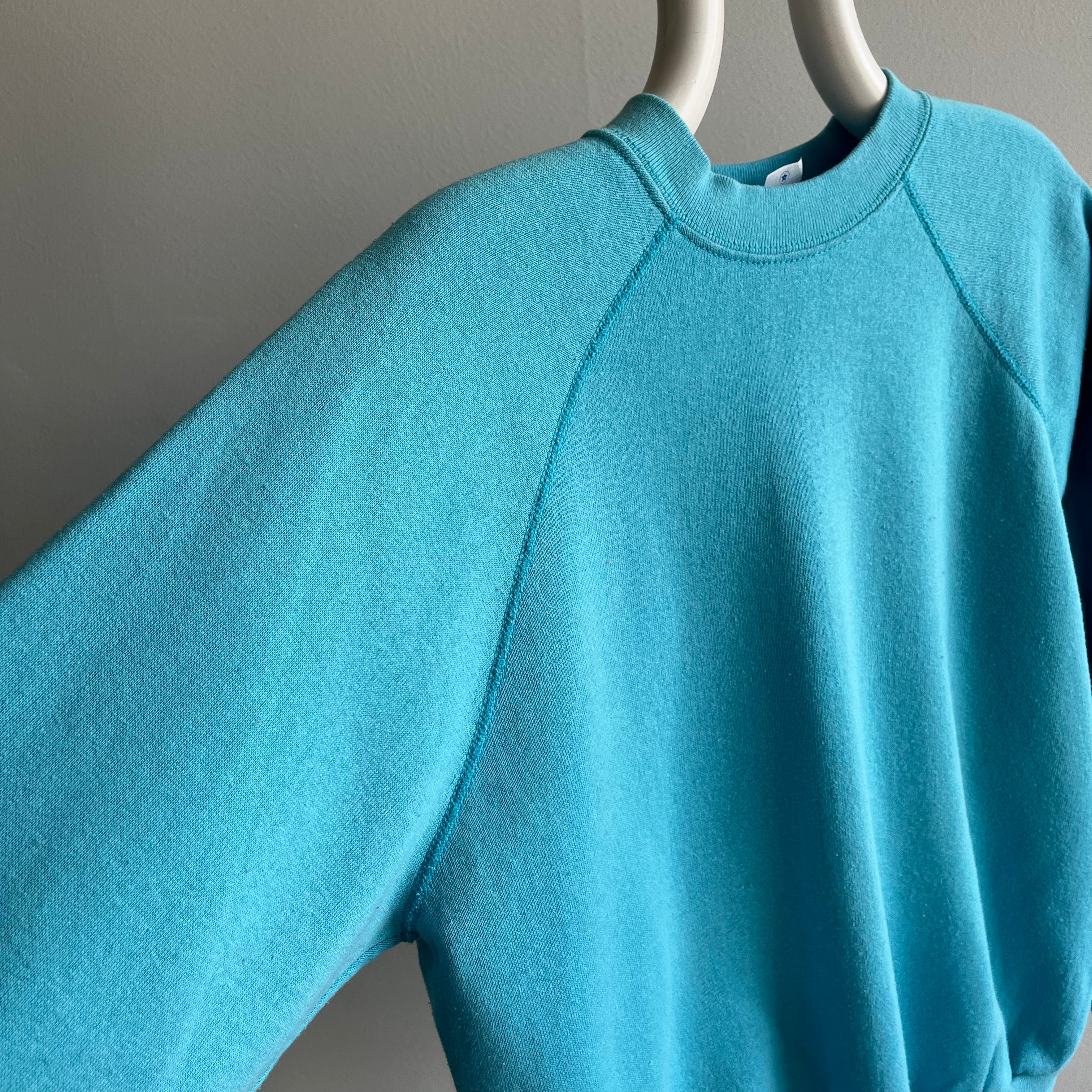 1980s Aqua Raglan Sweatshirt by Tultex