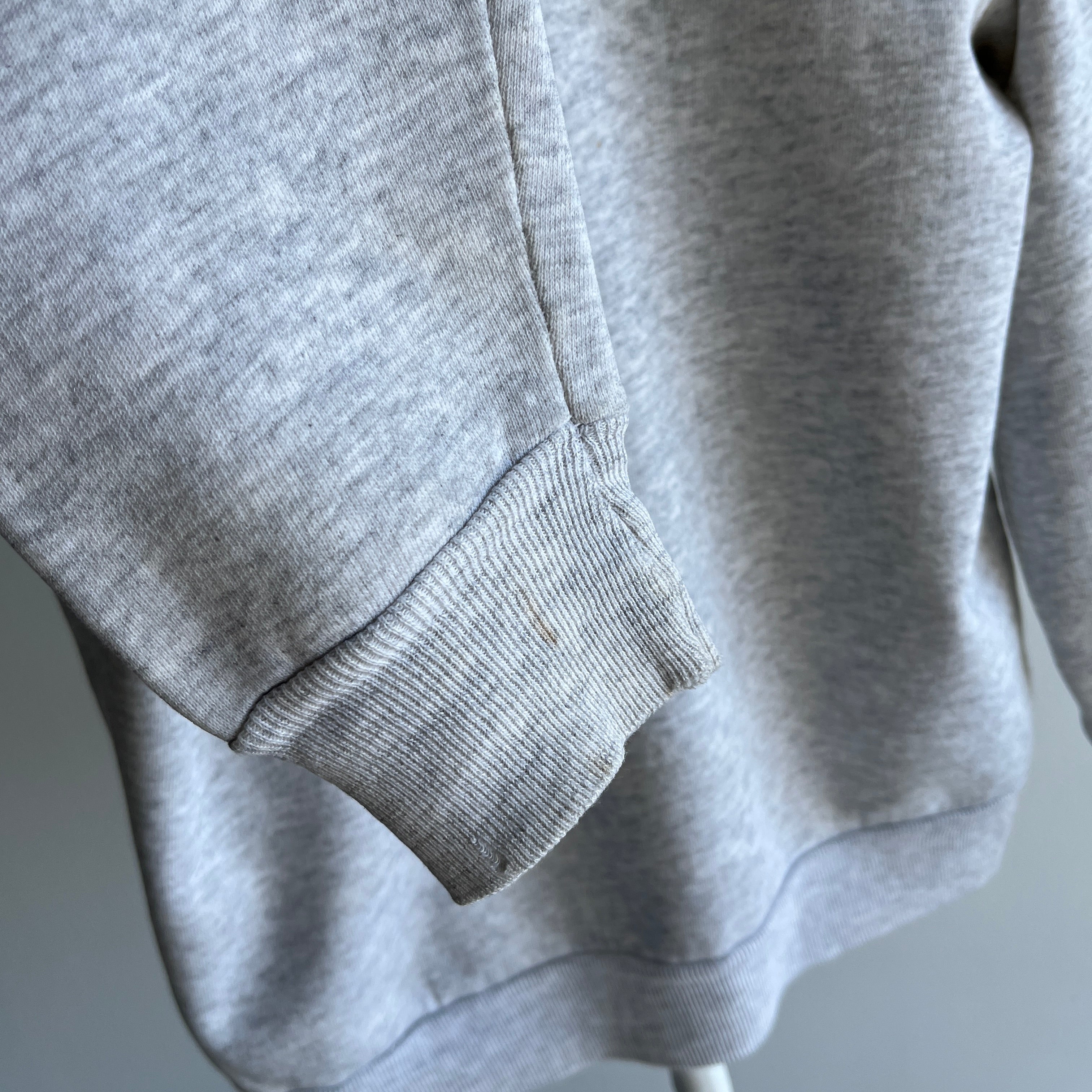 1980/90s Light Gray Medium Weight Structured Split Collar Sweatshirt