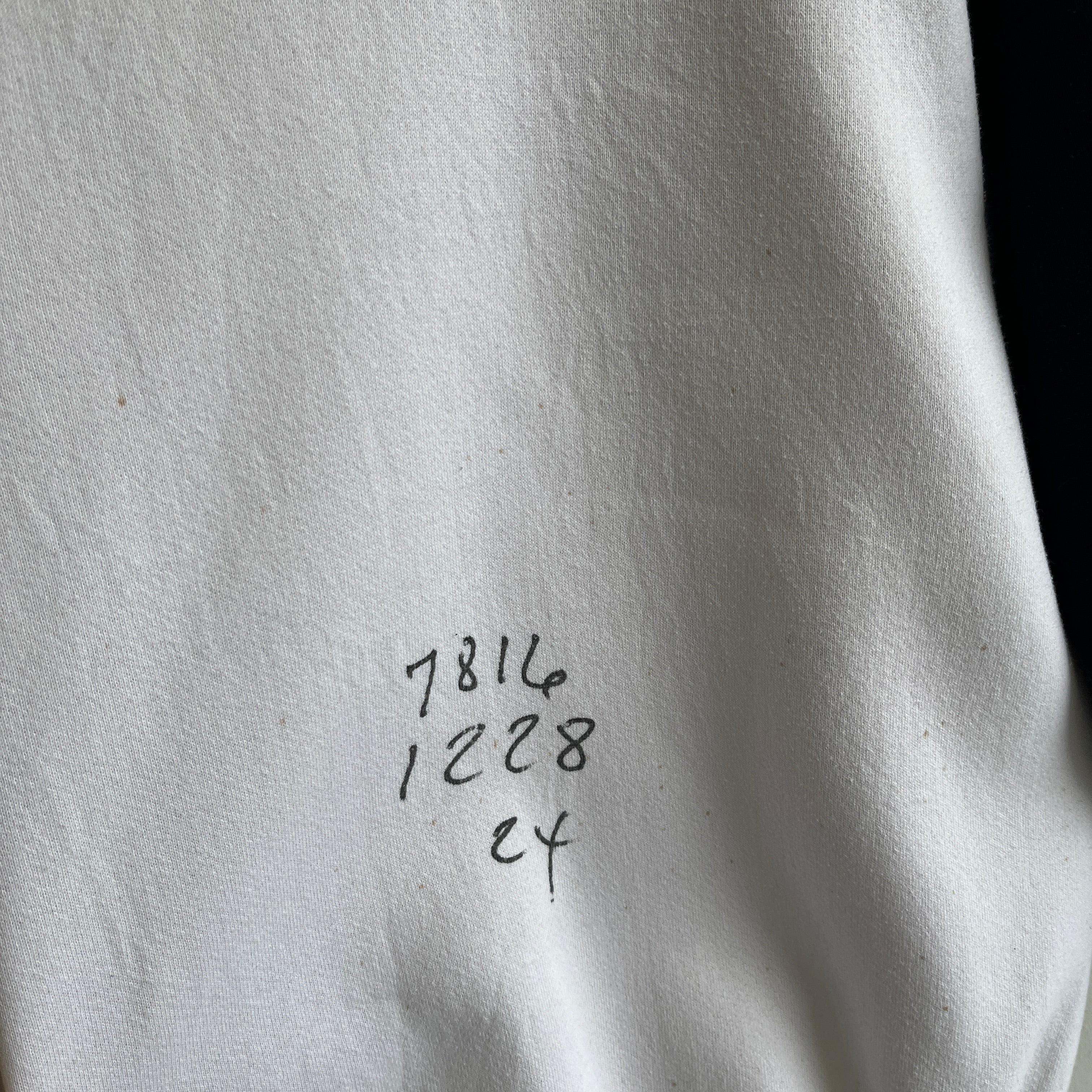 1980s Sample Sweatshirt with Sharpie and Mending Adjustments