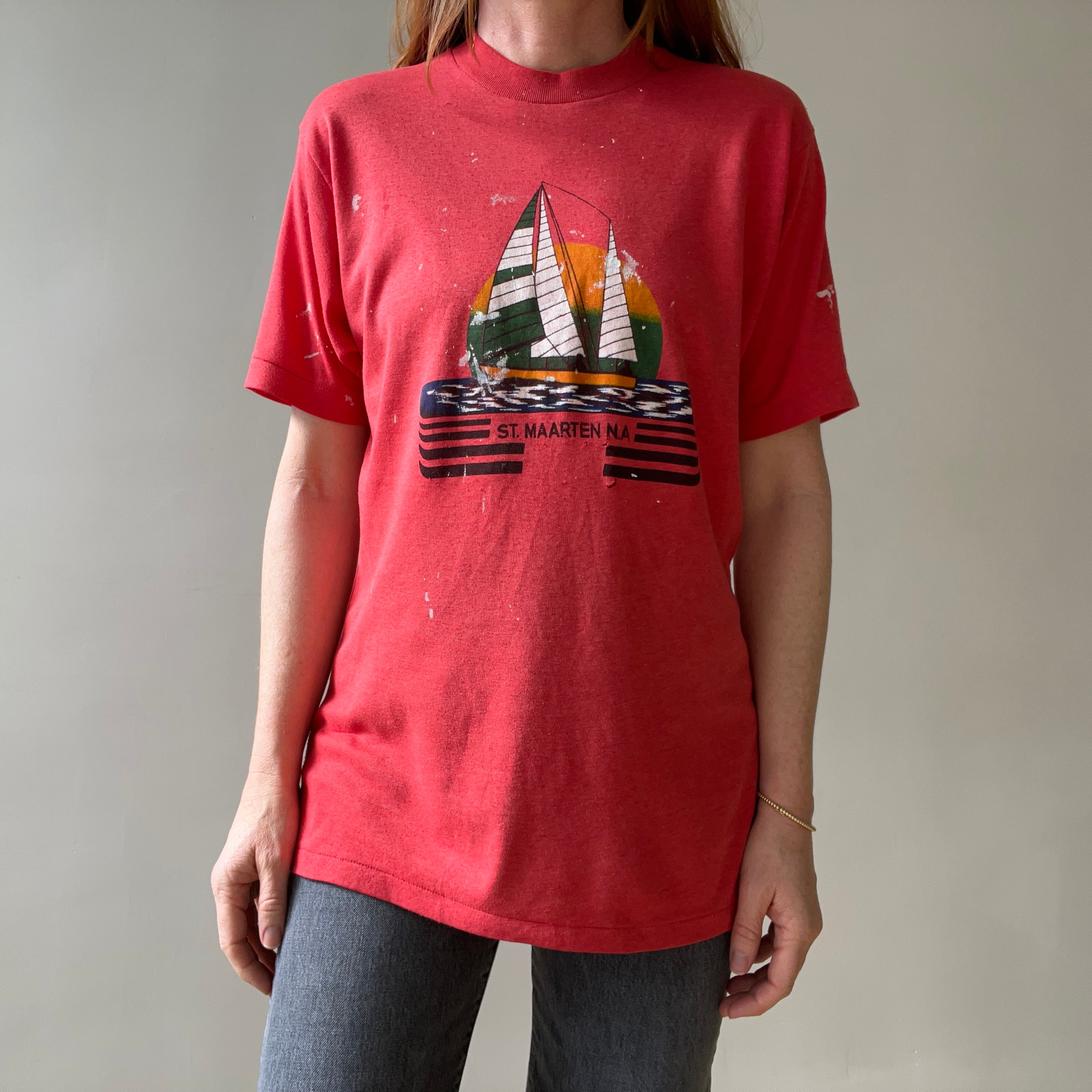 1980s Red St. Maarten N.A T Shirt
