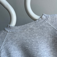 1980/90s Light Gray Medium Weight Structured Split Collar Sweatshirt