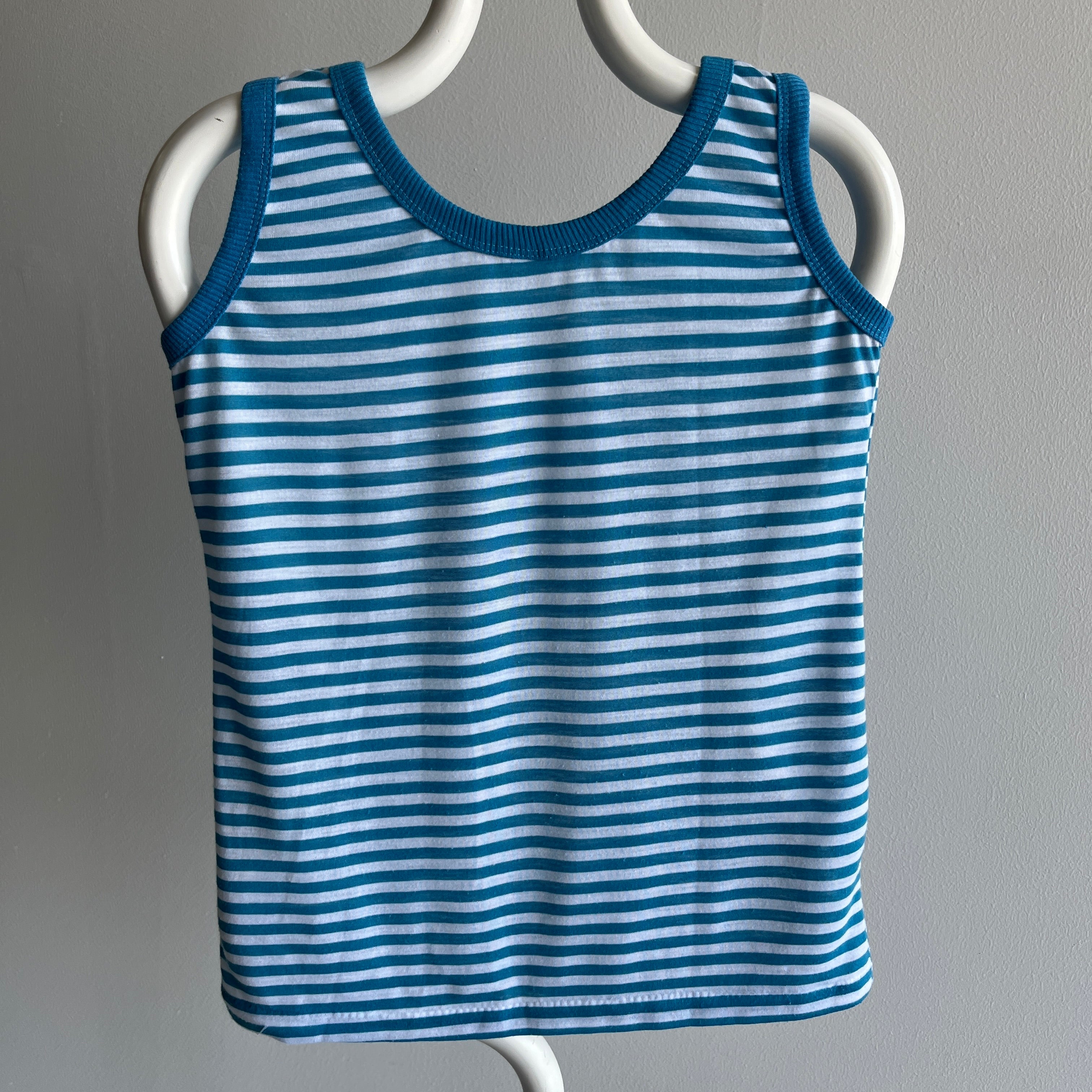 1980s XXS/XS Striped Blue and White Tank Top