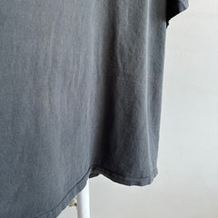 1990s Sun Faded Blank Black Cotton Pocket T-Shirt