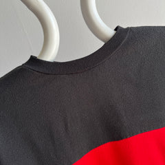 1970s Red and Black Color Block Sweatshirt