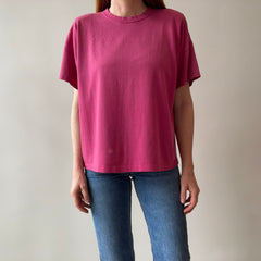 1980s Bleach Stained Hot Pink with Shoulder Pads Slouchy T-Shirt