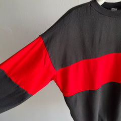 1970s Red and Black Color Block Sweatshirt