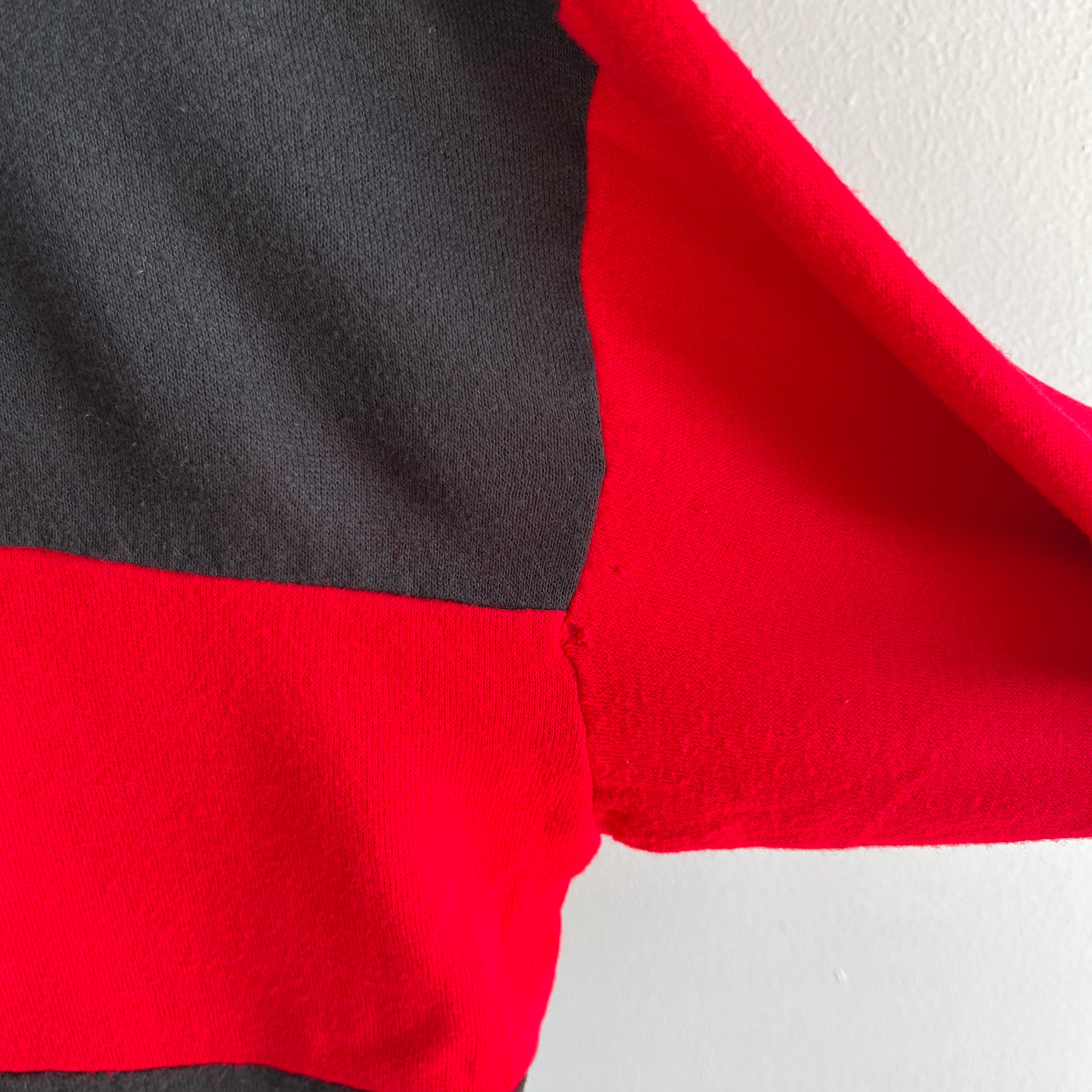 1970s Red and Black Color Block Sweatshirt