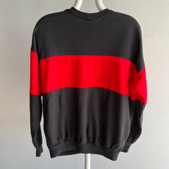 1970s Red and Black Color Block Sweatshirt