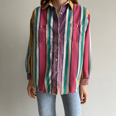 1990/2000s Cotton Striped Button Down Jerry or Fresh Prince Shirt