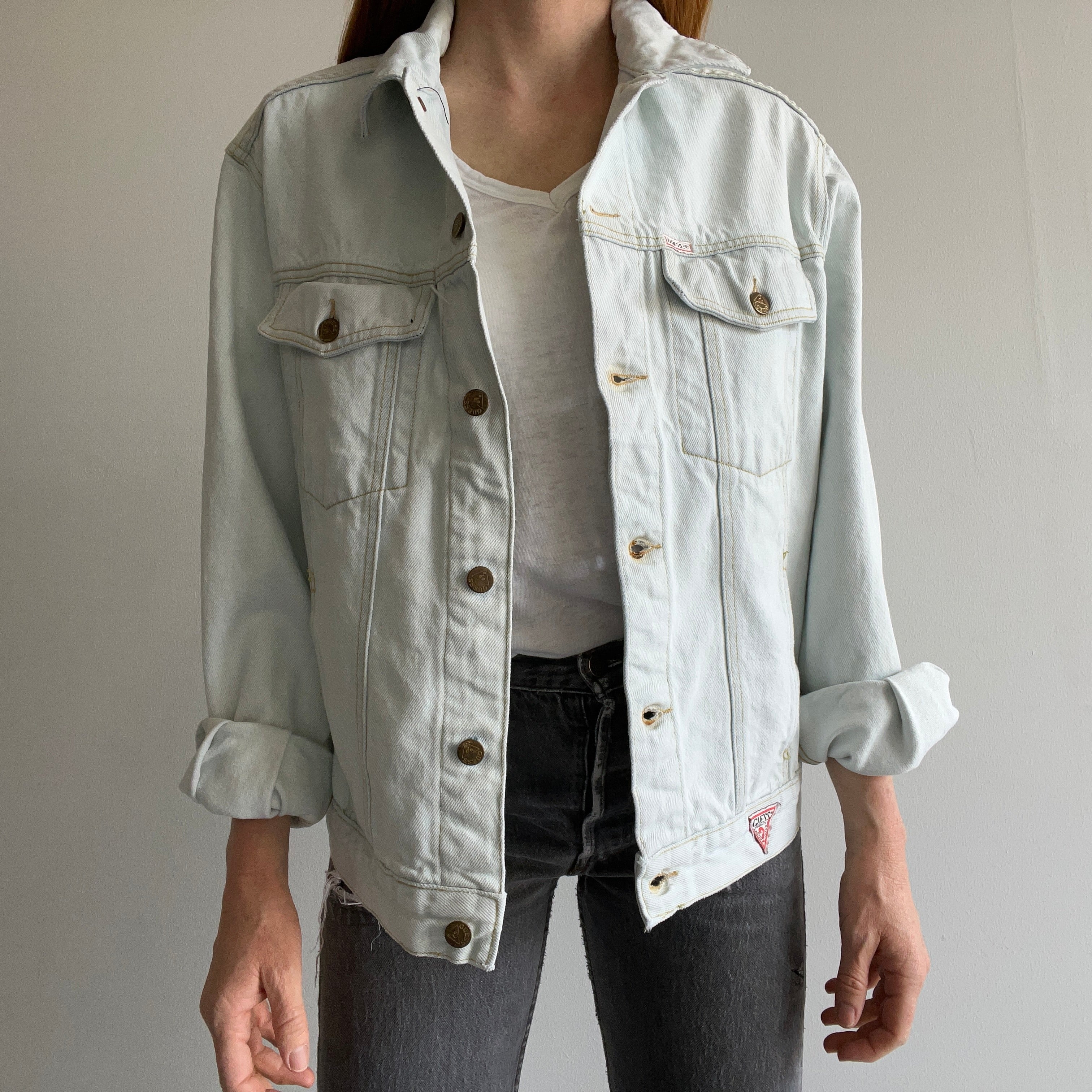 1980s GUESS! Bleached Out Soft and Worn Denim Jacket