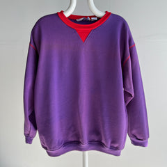 1980s Fleece Forward Two Tone Sun Faded Single V Sweatshirt