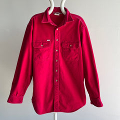 1990s Carharrtt Larger Deep Red Cotton Flannel