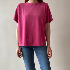 1980s Bleach Stained Hot Pink with Shoulder Pads Slouchy T-Shirt