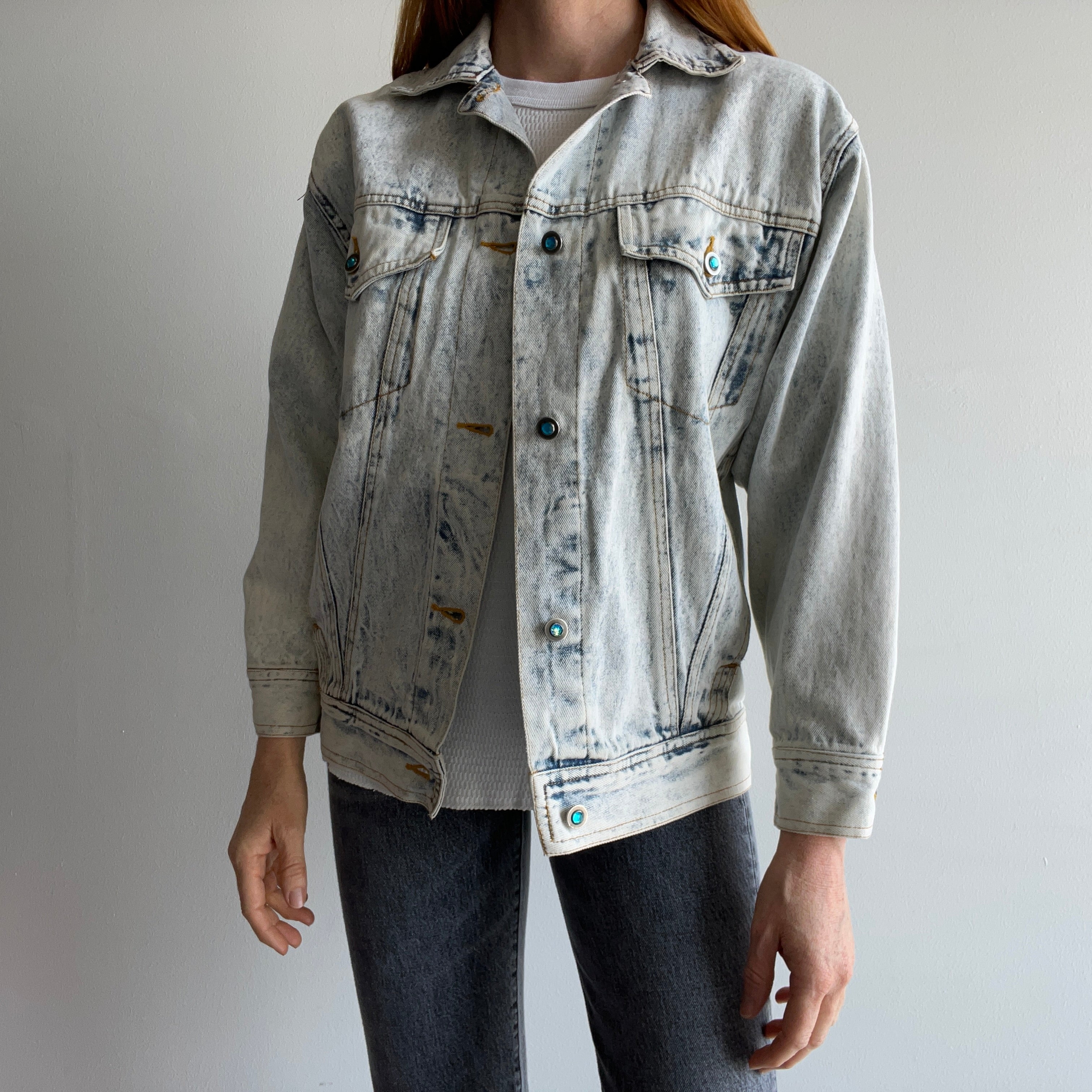 1980s Bedazzled Stefano Acid Wash Epic Denim Jean Jacket - The Backside!