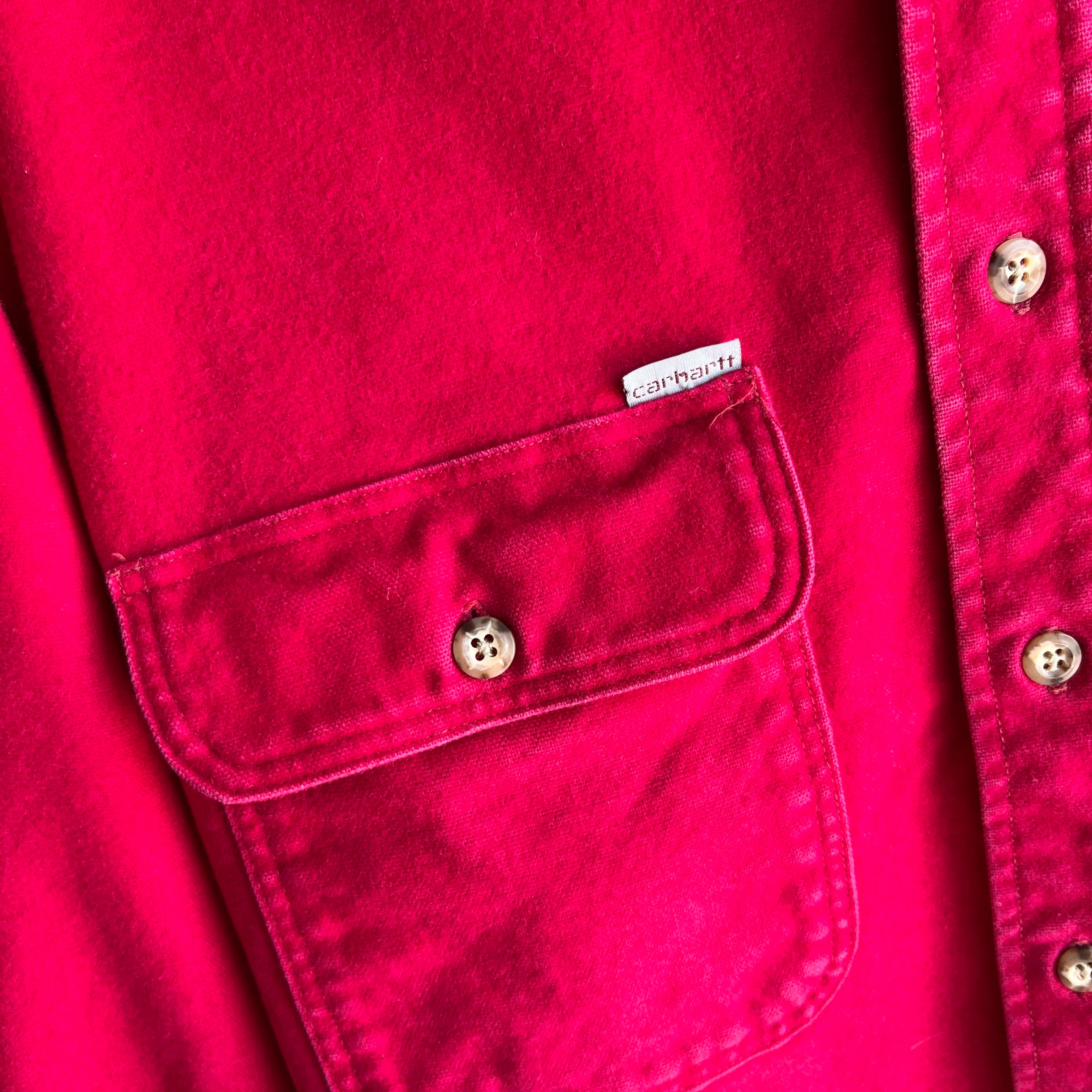 1990s Carharrtt Larger Deep Red Cotton Flannel