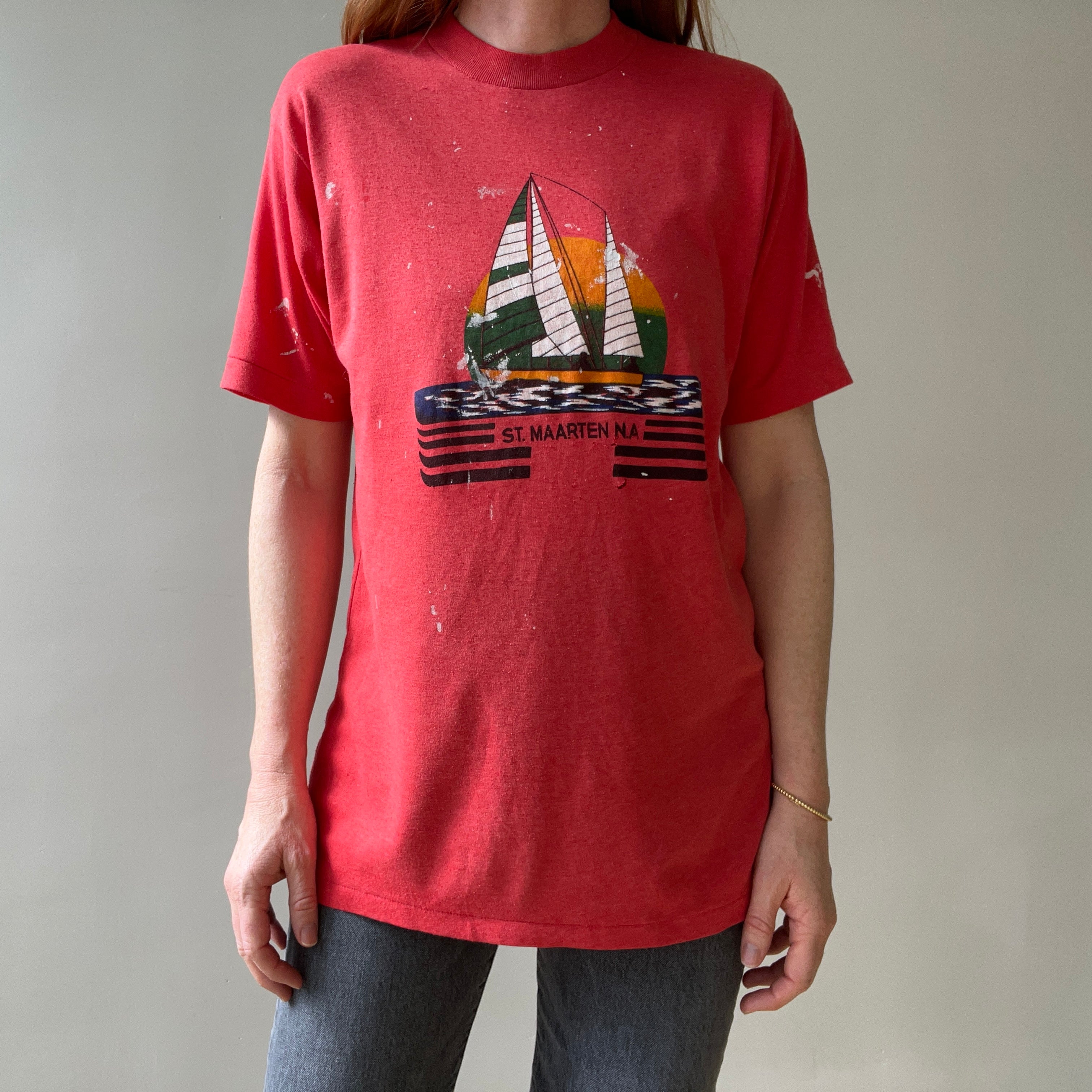 1980s Red St. Maarten N.A T Shirt