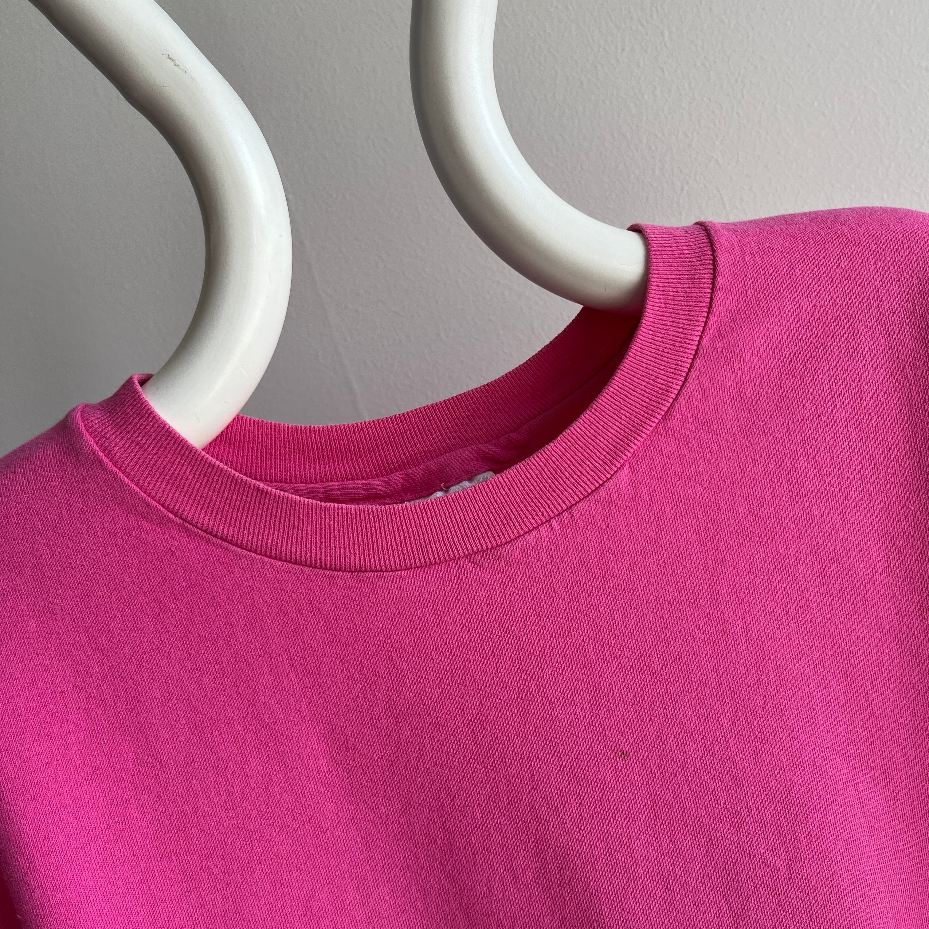 1980s HHW Blank Bubblegum Pink Boxy Cotton T-shirt