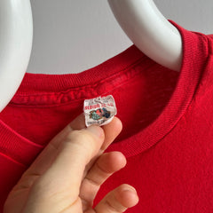 1980s (Early) Blank Red Pocket Muscle Tank with Contrast Stitching - AWWWWW