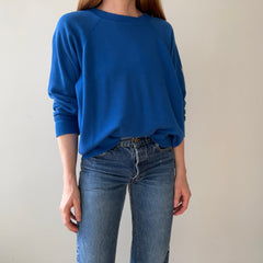 1990s Blank Blue Repaired Sweatshirt