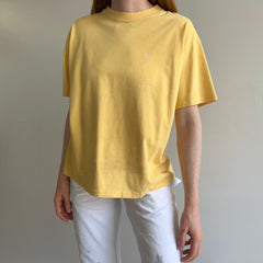 1990s Pale Buttery Yellow HHW Nicely Stained in All the Right Ways Cotton T-Shirt