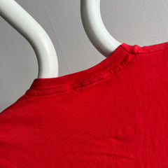 1980s (Early) Blank Red Pocket Muscle Tank with Contrast Stitching - AWWWWW