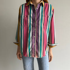 1990/2000s Cotton Striped Button Down Jerry or Fresh Prince Shirt
