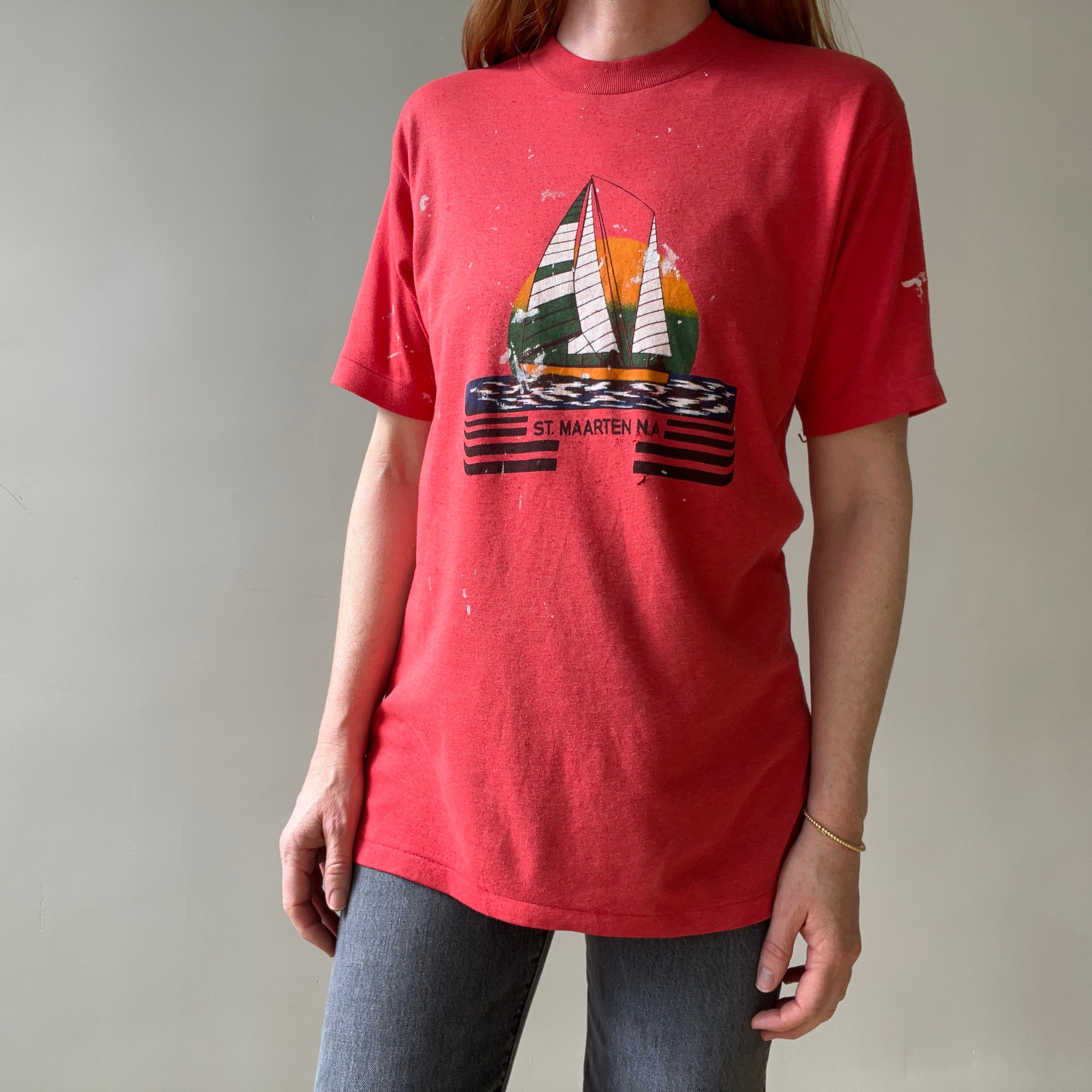 1980s Red St. Maarten N.A T Shirt