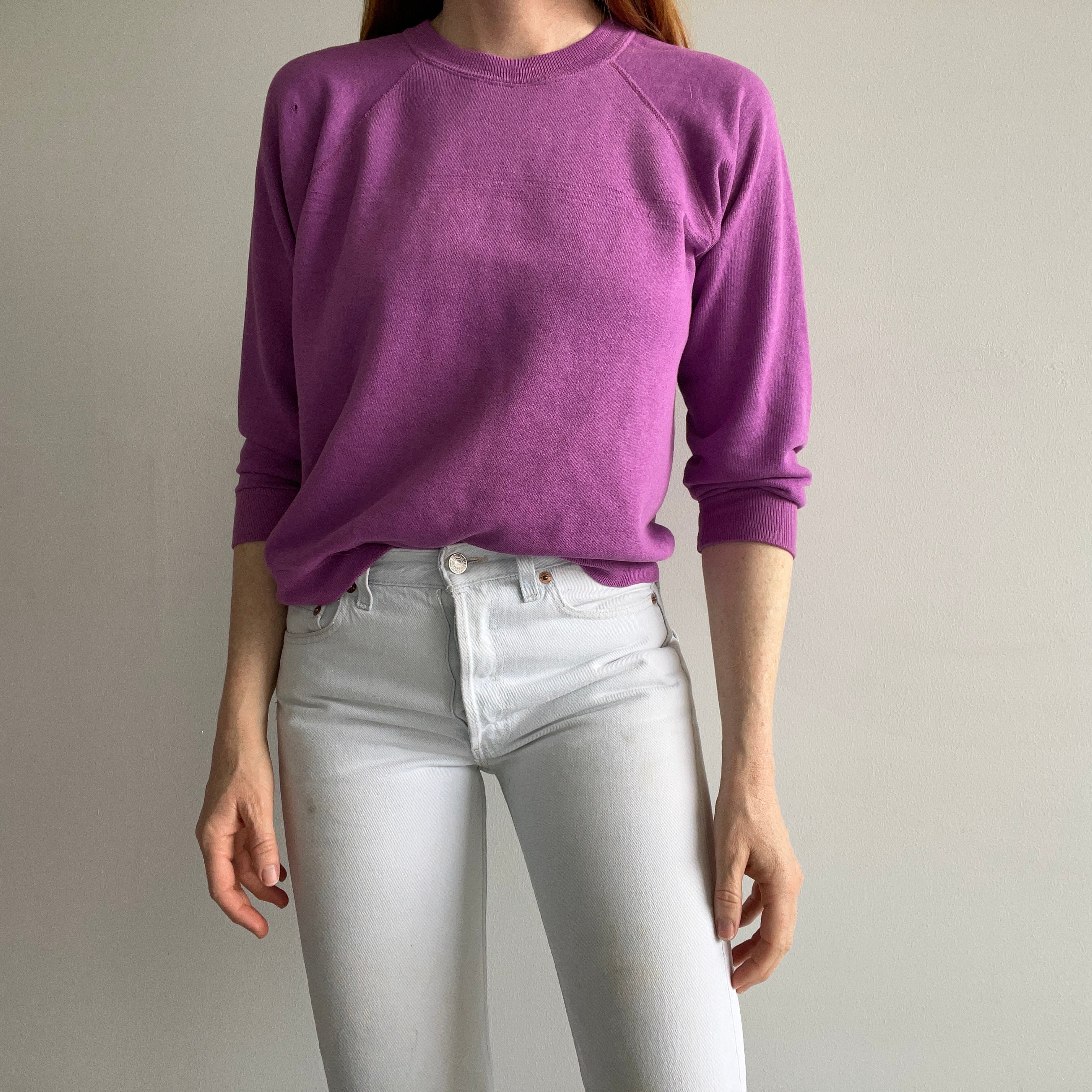 1970s Soft, Thin, Slouchy Purple Raglan