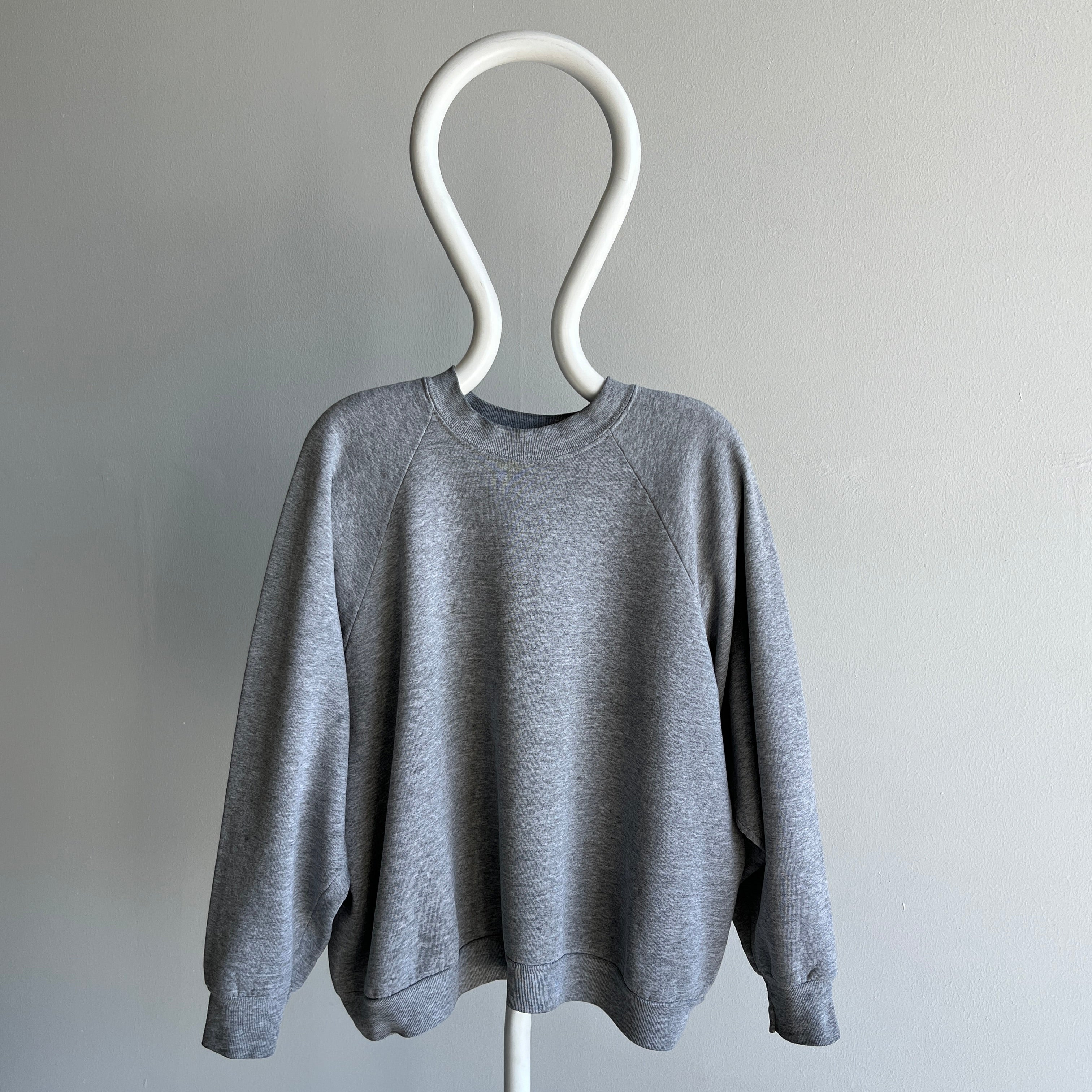 1990s Blank Gray FOTL Easy Breezy Gray Sweatshirt - Great Cut + Staining