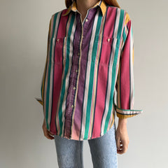 1990/2000s Cotton Striped Button Down Jerry or Fresh Prince Shirt