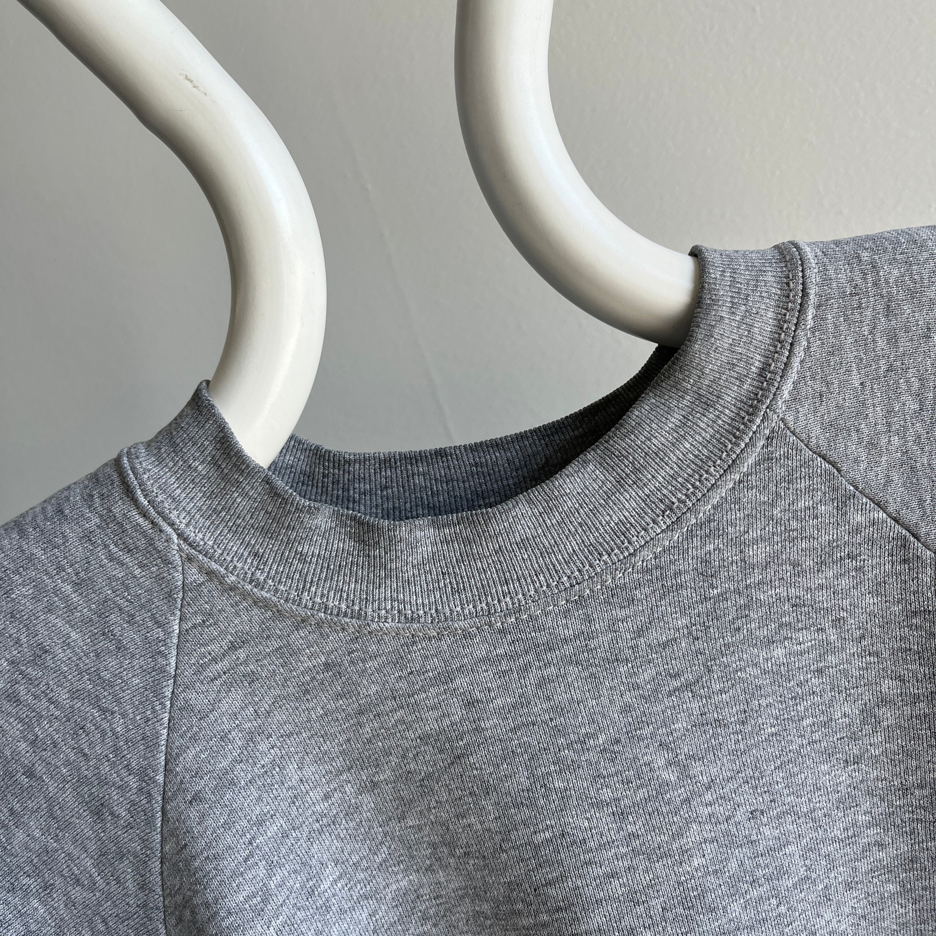 1990s Blank Gray FOTL Easy Breezy Gray Sweatshirt - Great Cut + Staining