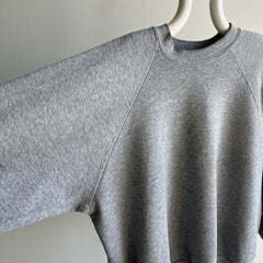 1990s Blank Gray FOTL Easy Breezy Gray Sweatshirt - Great Cut + Staining