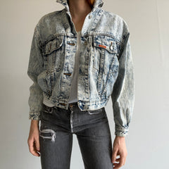 1980s Jordache SUPER RAD ACID WASH CROP TOP Denim Jacket