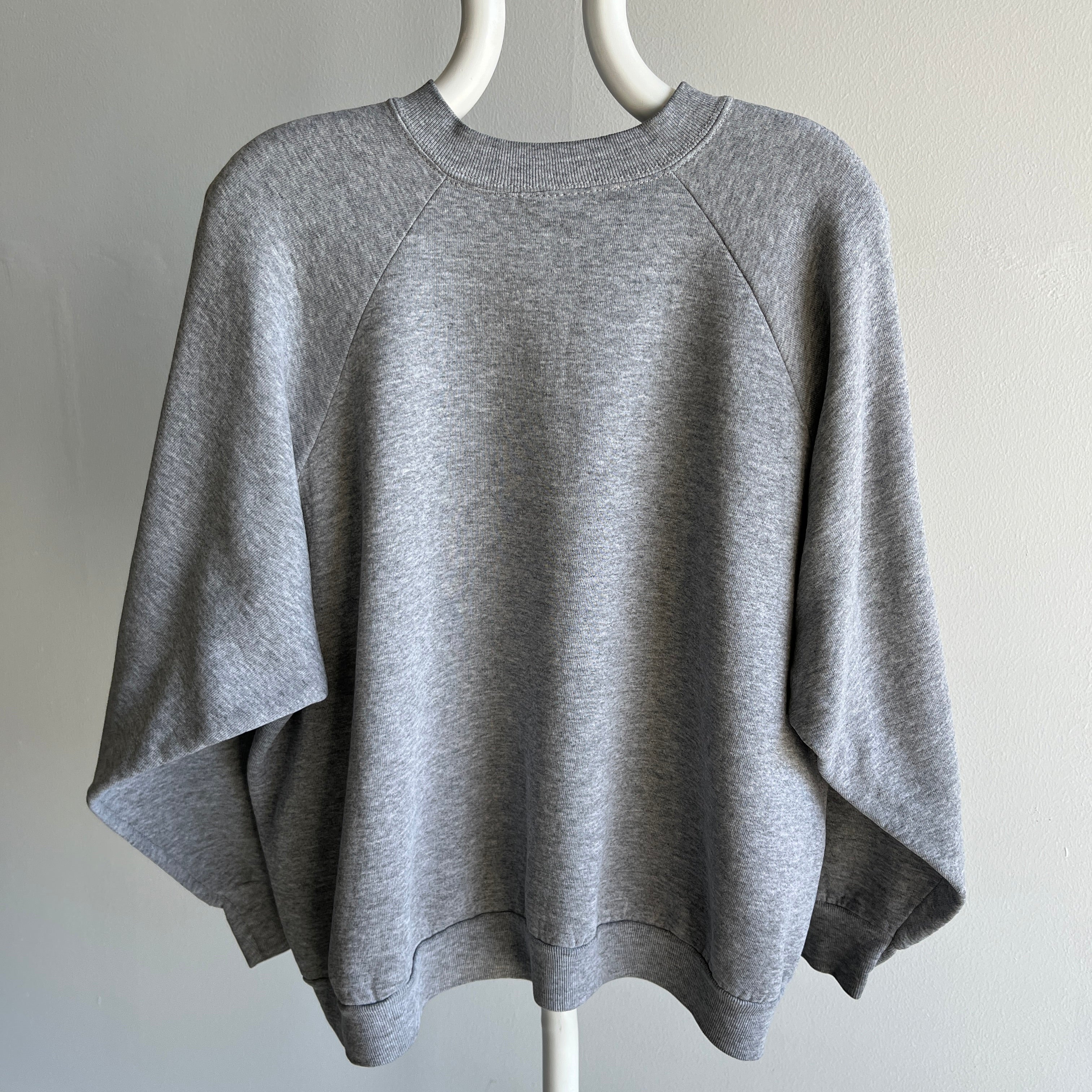 1990s Blank Gray FOTL Easy Breezy Gray Sweatshirt - Great Cut + Staining