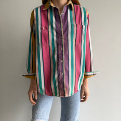 1990/2000s Cotton Striped Button Down Jerry or Fresh Prince Shirt