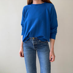 1990s Blank Blue Repaired Sweatshirt