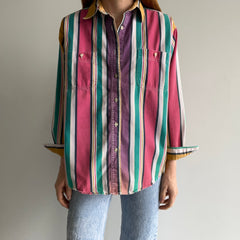 1990/2000s Cotton Striped Button Down Jerry or Fresh Prince Shirt