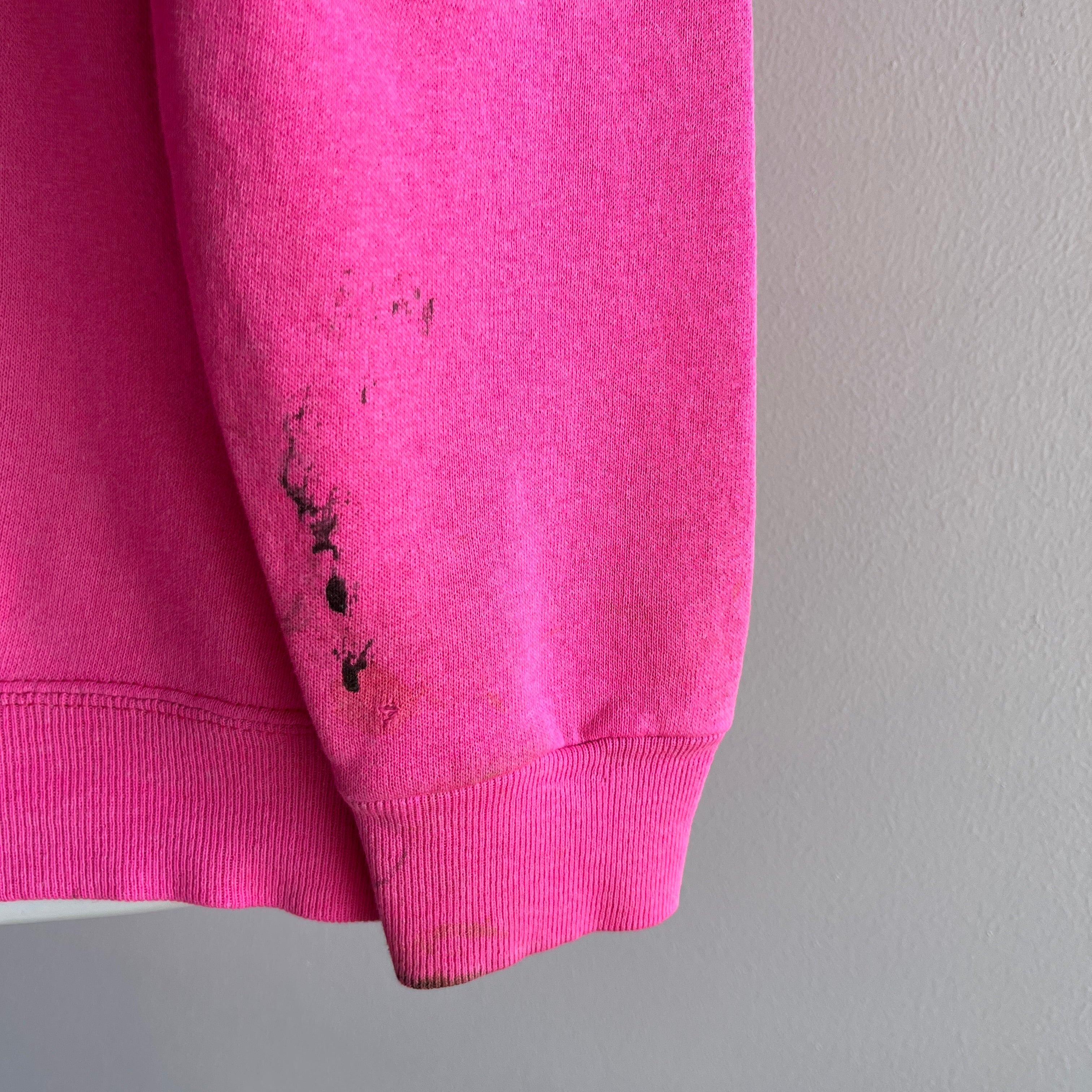 1980s Hot Faded Pink Roses Sweatshirt