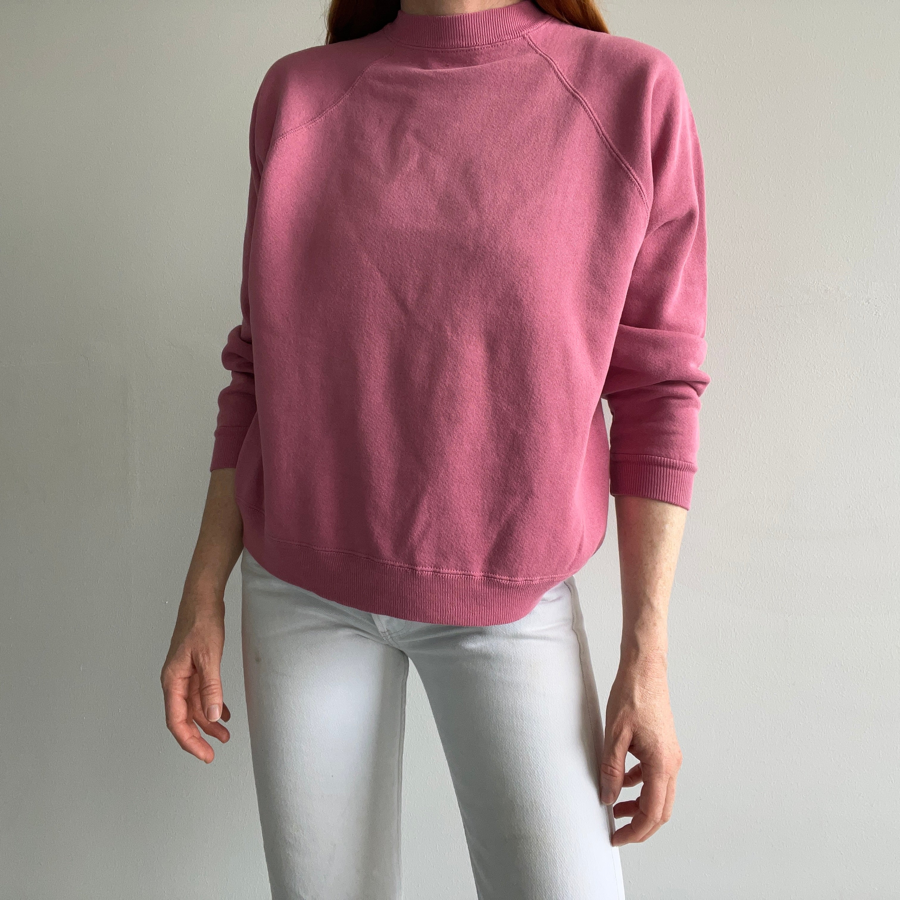 1990s Dusty Rose Blank Sweatshirt by Hanes Her Way