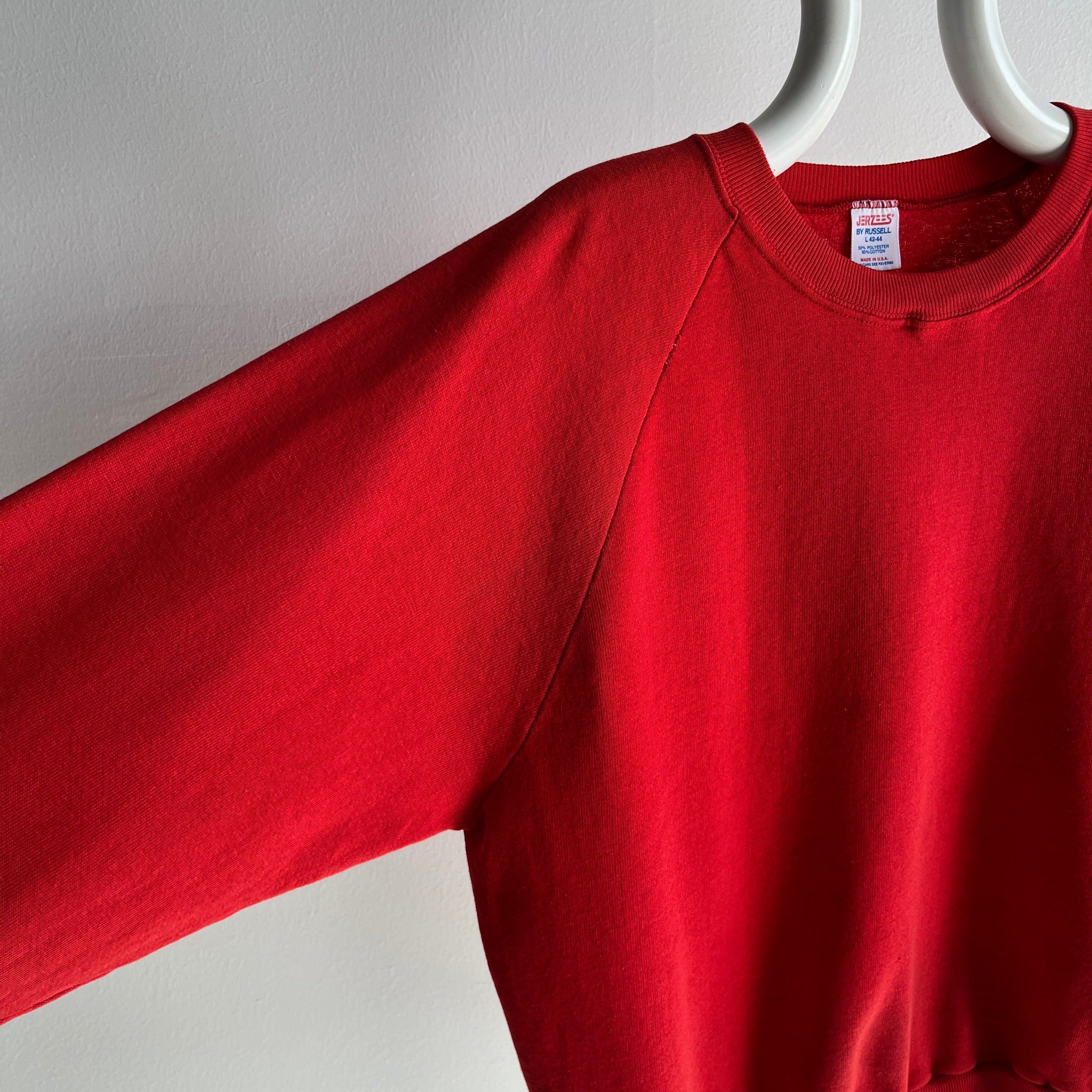 1980s Russell Brand Blank Red Sweatshirt with a Tiny Bit of Mending