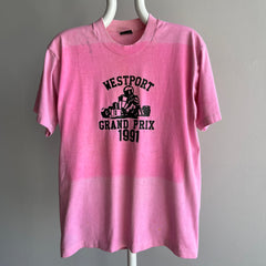 1980s Westport Grand Prix Extreme Sun Fade Cotton T-Shirt - Staining