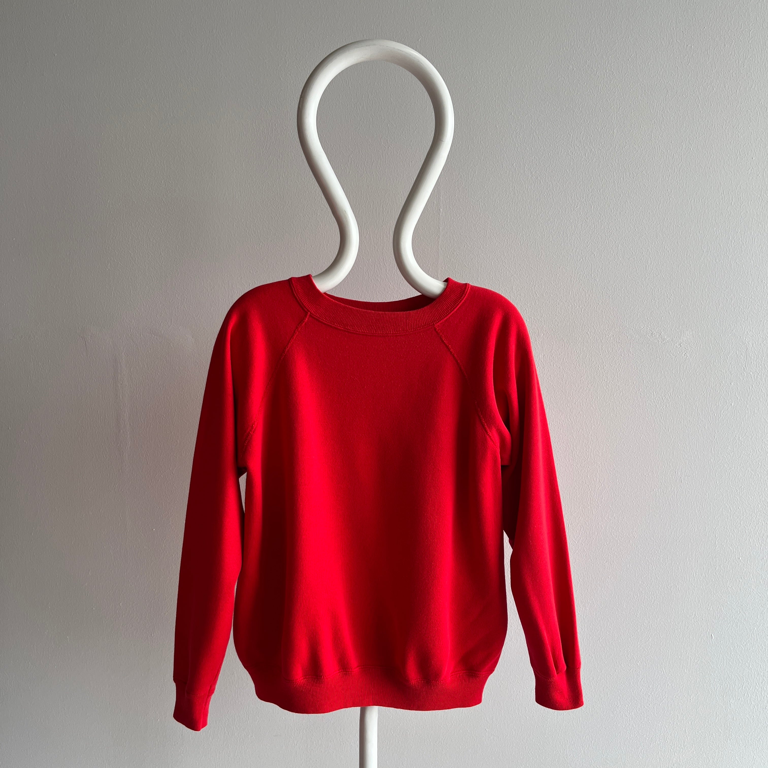 1980s Blank Red Raglan Sweatshirt