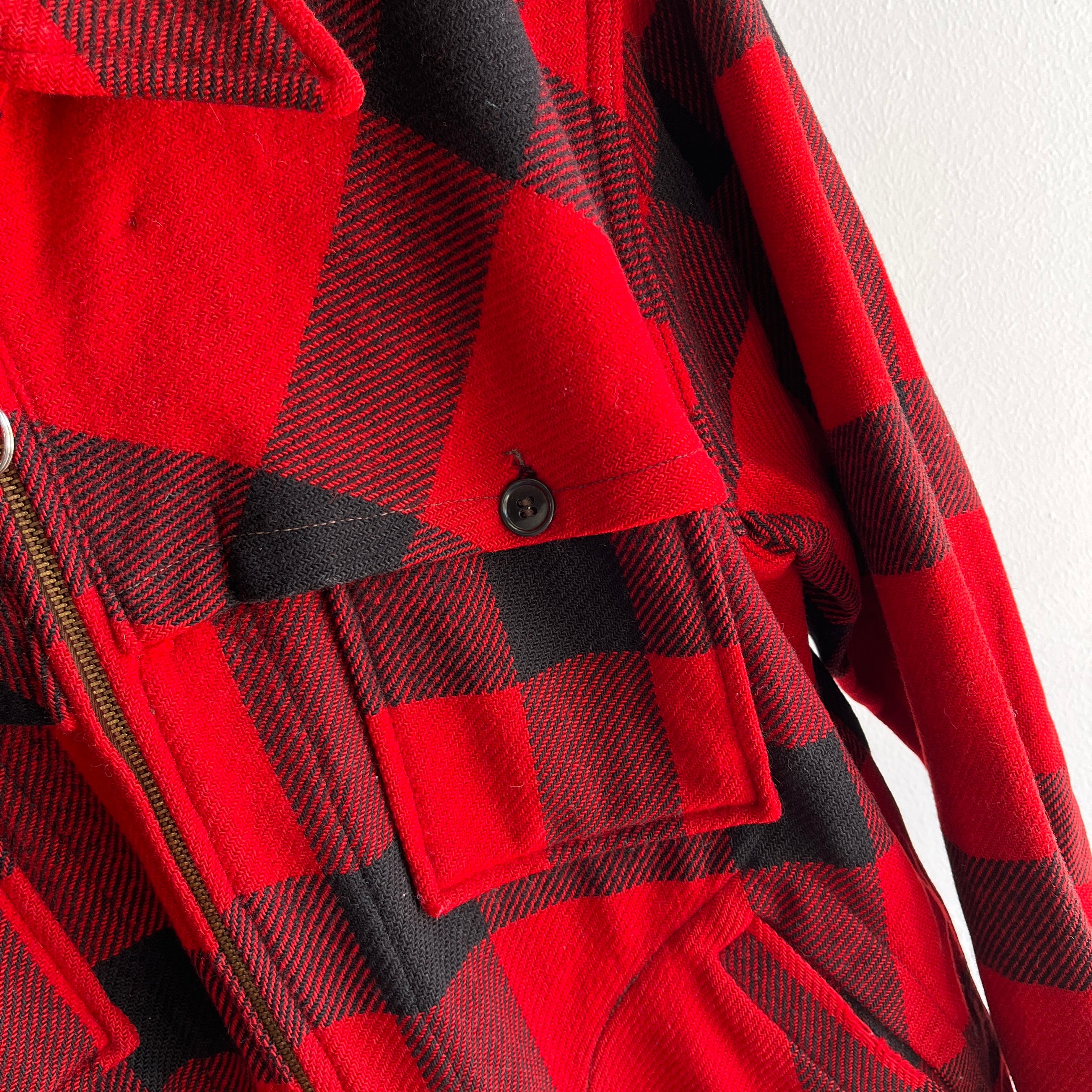 1970s Buffalo Plaid Wool Hunting Jacket without Lining - WOWOWOW