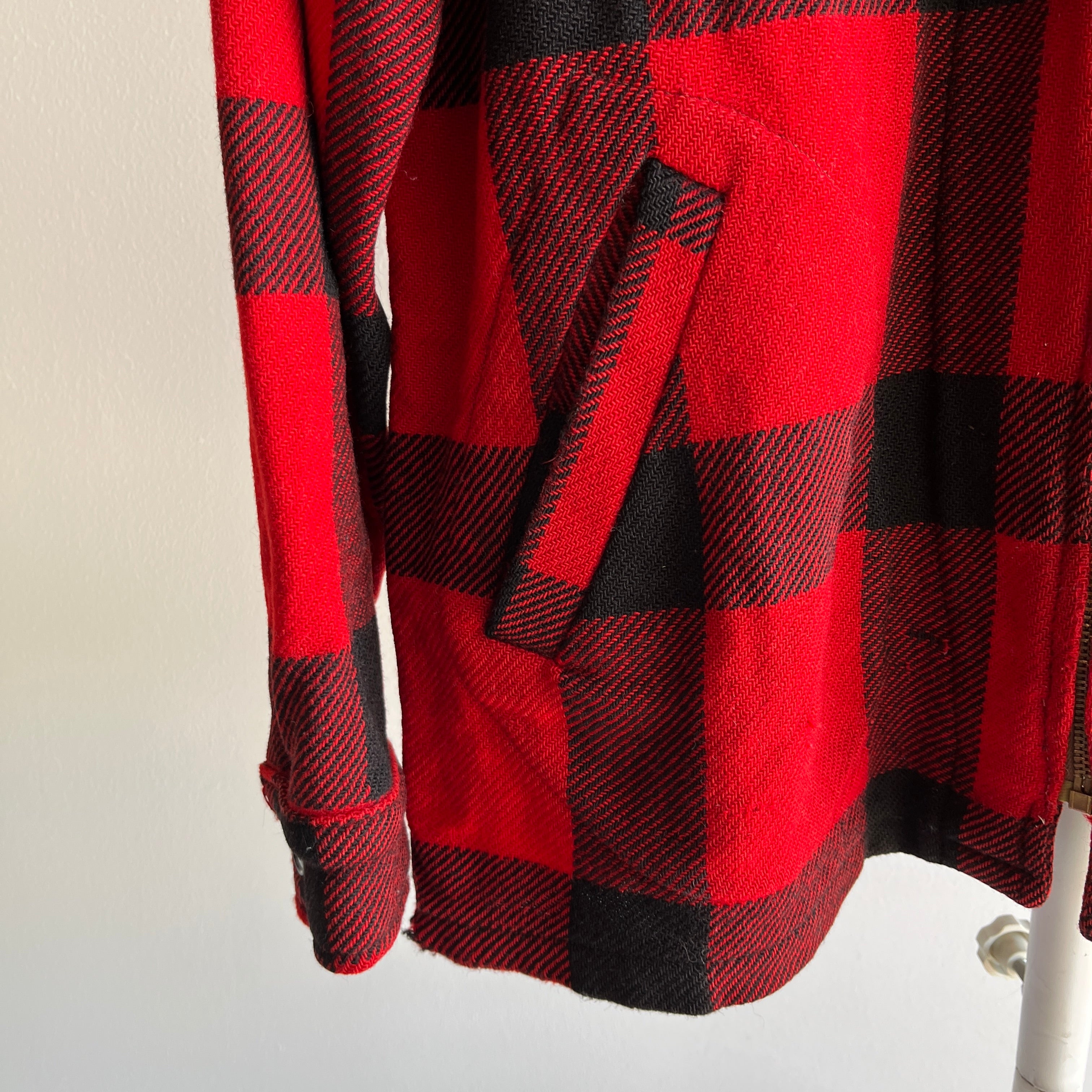 1970s Buffalo Plaid Wool Hunting Jacket without Lining - WOWOWOW