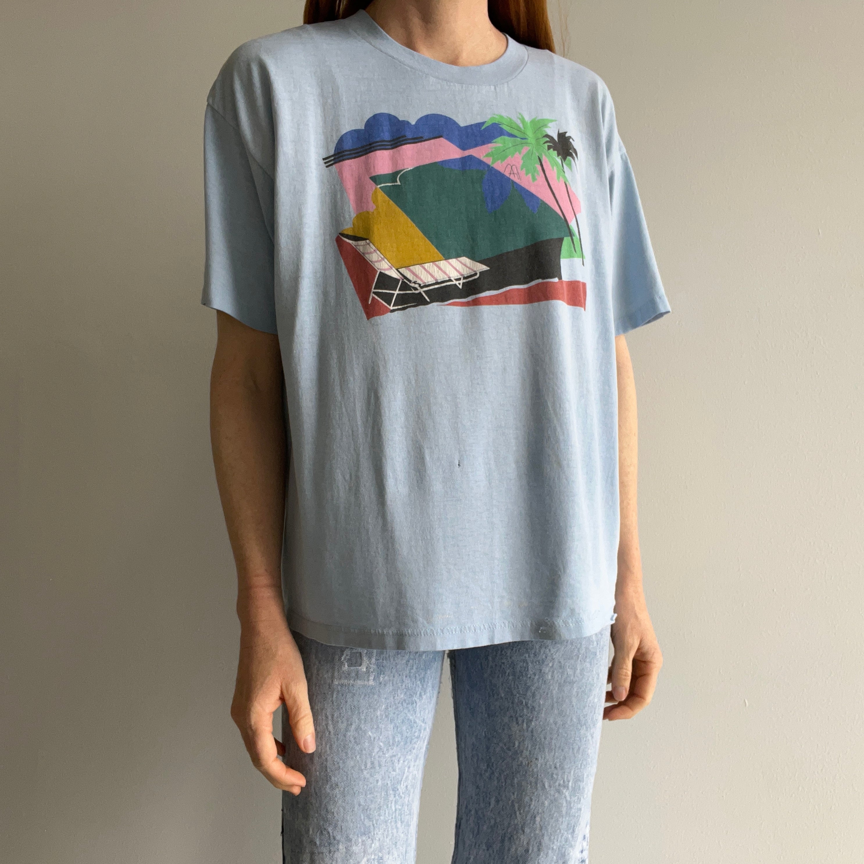 1980s Pool Scape Graphic T-Shirt - Very Cool