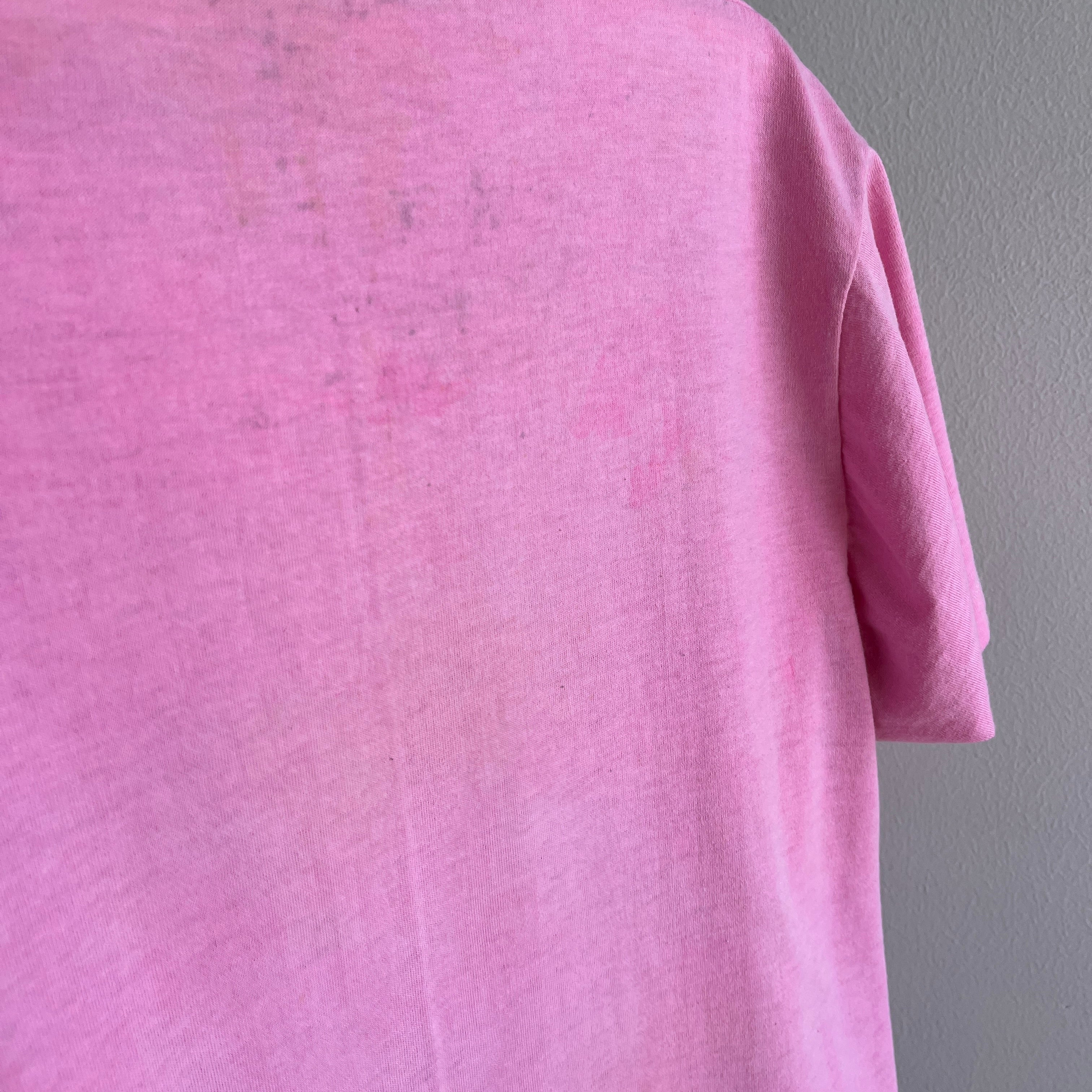 1980s Westport Grand Prix Extreme Sun Fade Cotton T-Shirt - Staining